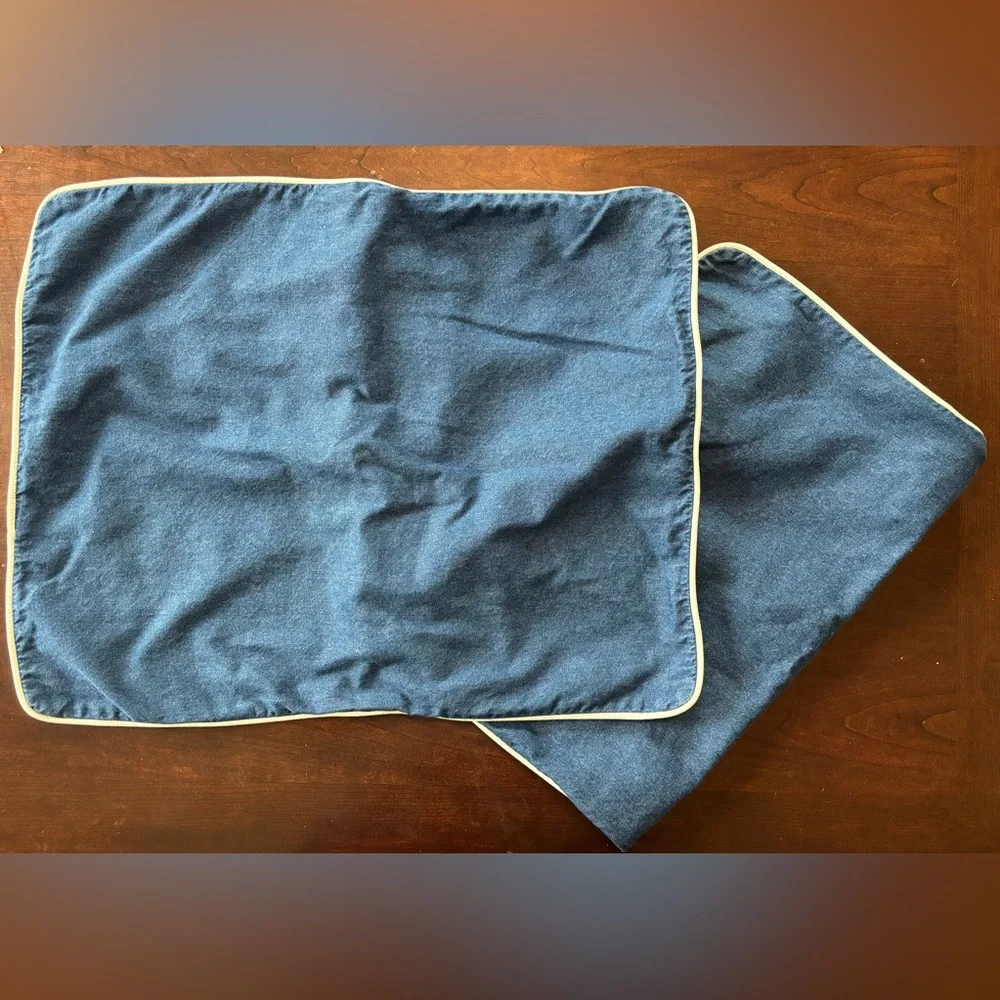 Rare L.L. Bean vintage denim cotton pillow cushion cover sham set of two 24x19 - Picture 1 of 6